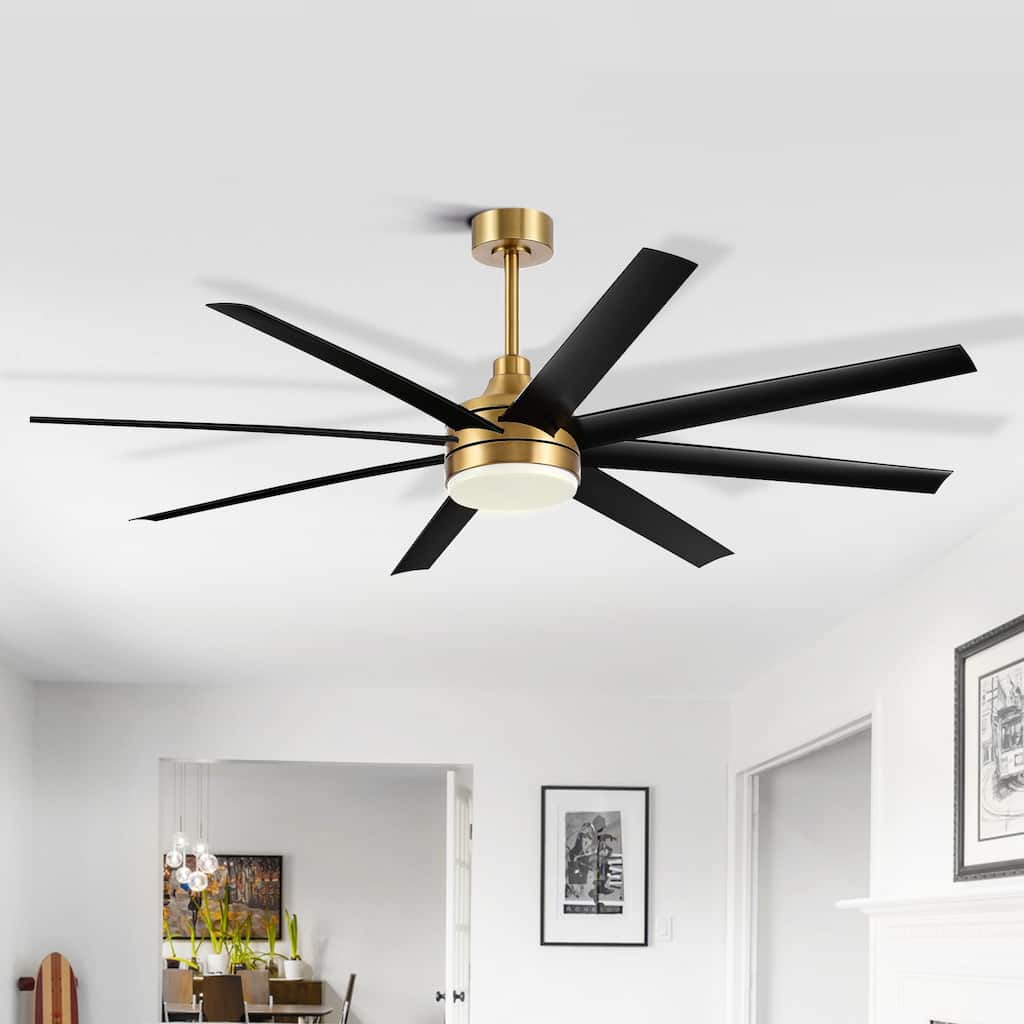 65-in Gold Large Indoor Ceiling Fan with Light Remote (8-Blade)