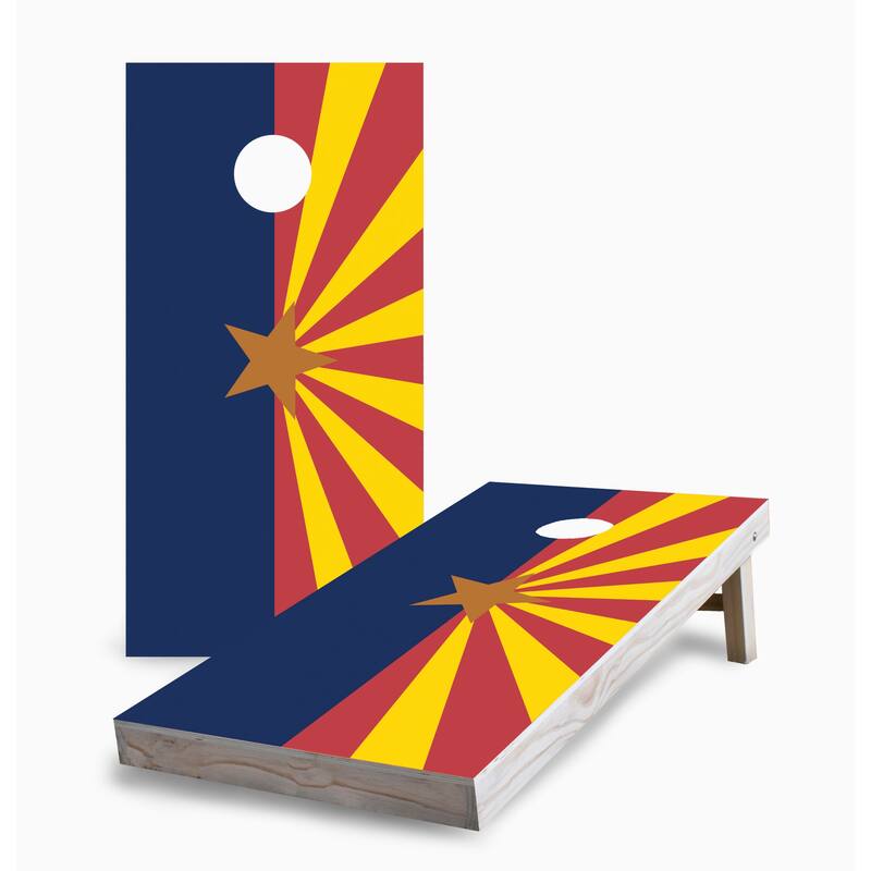 Arizona State Flag Corn Hole Board Set w Case & Lights - 16 Years and Up