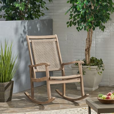 Lucas Outdoor Rustic Wicker Rocking Chair by Christopher Knight Home