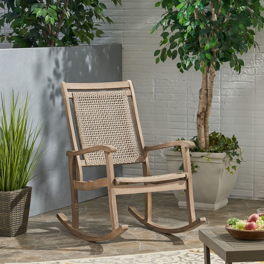 Lucas Outdoor Rustic Wicker Rocking Chair by Christopher Knight Home