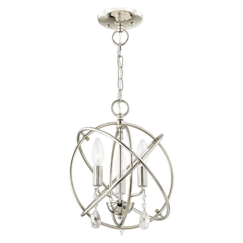 Livex Lighting 3-light Polished Nickel Pendant/Semi-Flush, 40903-35 - 12.625" DIA X 12.25" H/12.625" DIA X 14.25" H