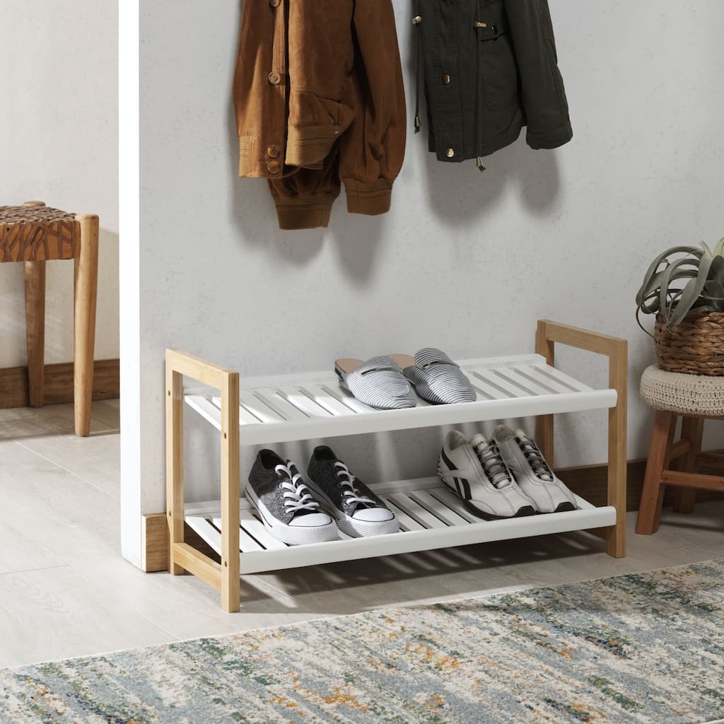 SAFAVIEH Gudmundina Storage Shoe Rack - 27.6 In W x 10.2 In. D x 14.2 In. H - 28Wx10Dx14H