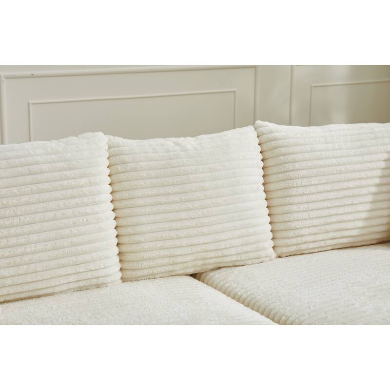 82" Corduroy 2-Piece Sectional Sofa with Slipcovers & 2 Pillows