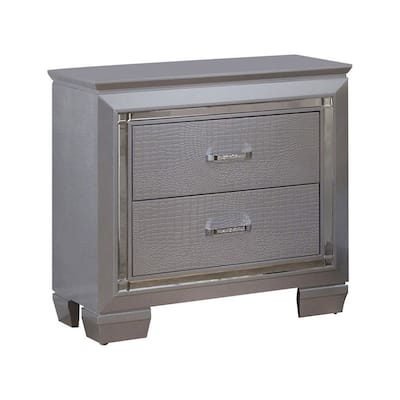 Silvery Gray 2 Drawer 30 in. W Nightstand with Sturdy Hardware and Ample Storage