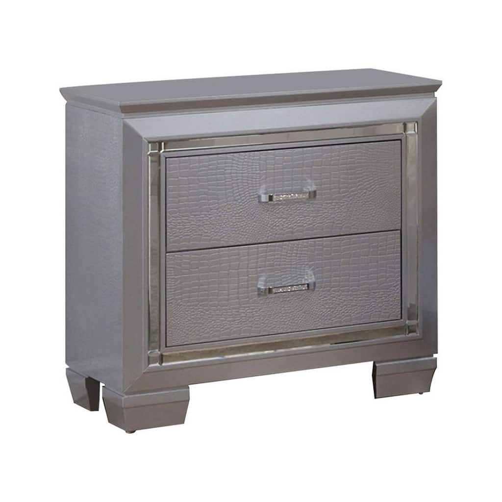 Silvery Gray 2 Drawer 30 in. W Nightstand with Sturdy Hardware and Ample Storage