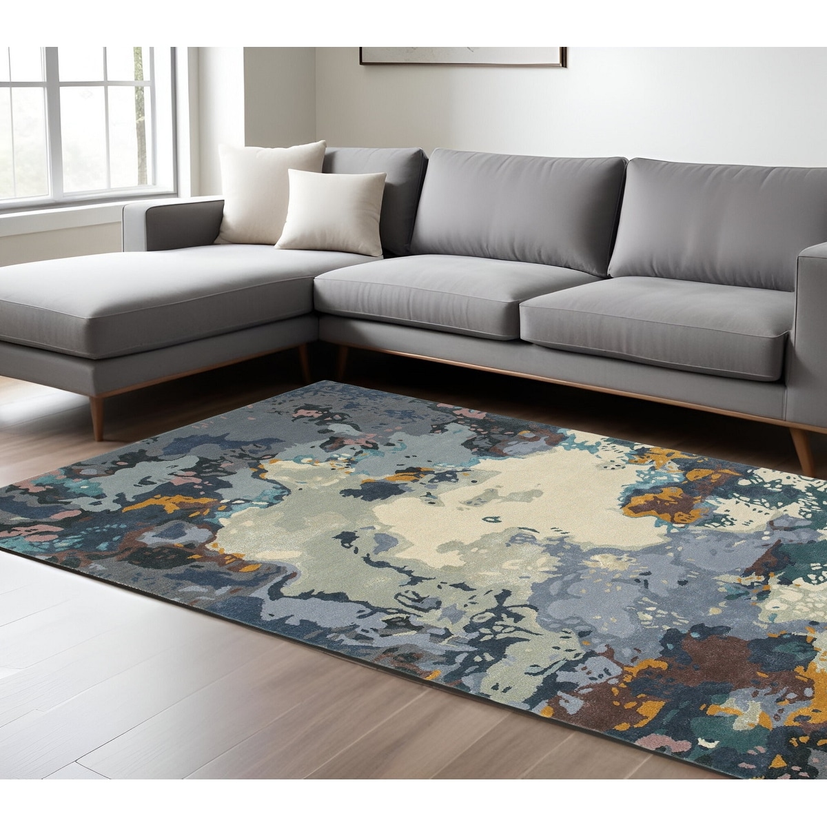 HomeRoots Segi Abstract Industrial Rectangle Area Rug