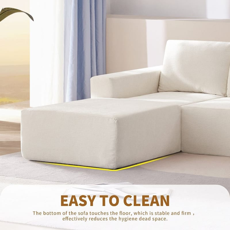 U-Shape Sectional Sofa, Double Extra Wide Chaise Lounge Couch, Luxury Chenille