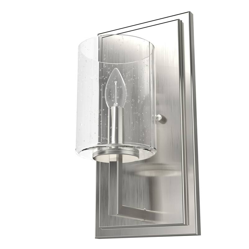 Hunter Kerrison Wall Sconce with Clear Seeded Glass - Contemporary, Industrial, Transitional, Candle - Damp Rated!