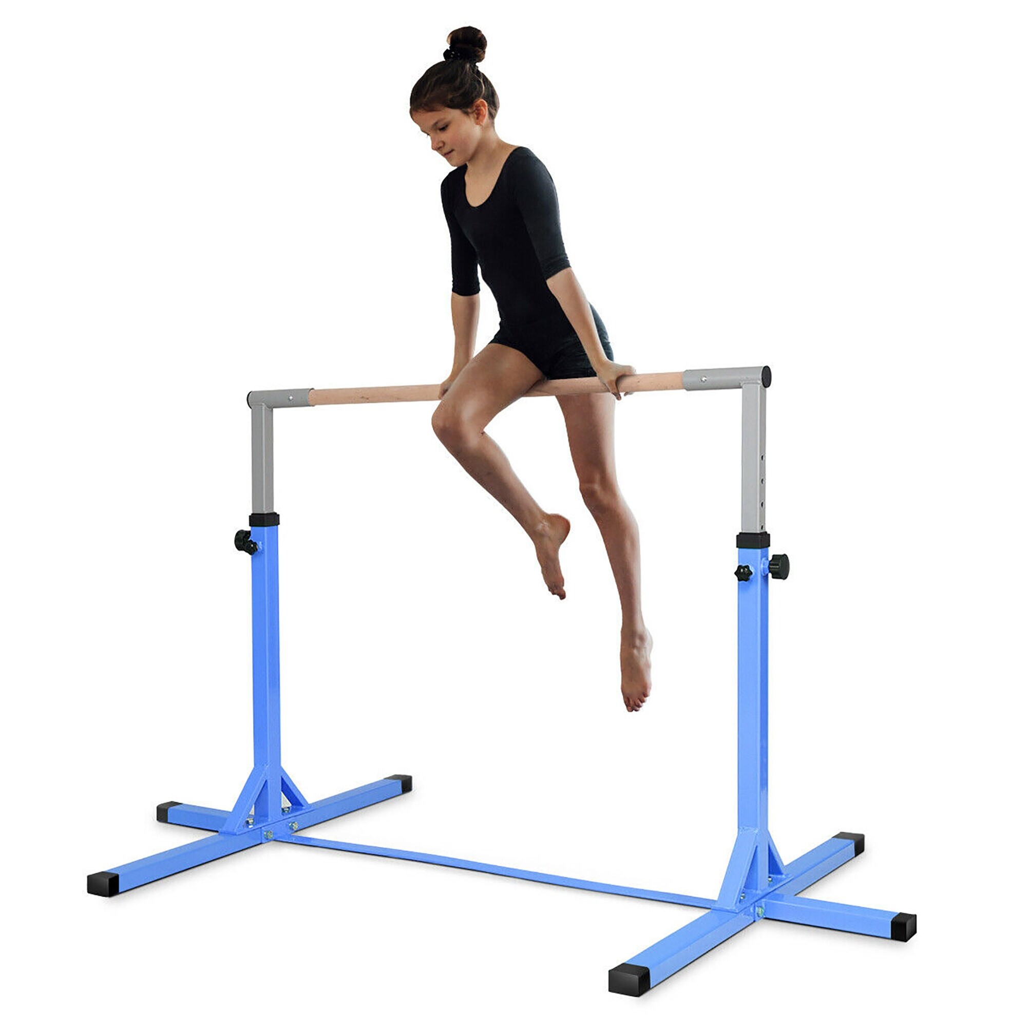 Horizontal Bar Junior Kids Training Bar Gymnastics Indoor Sports Adjustable Blue 