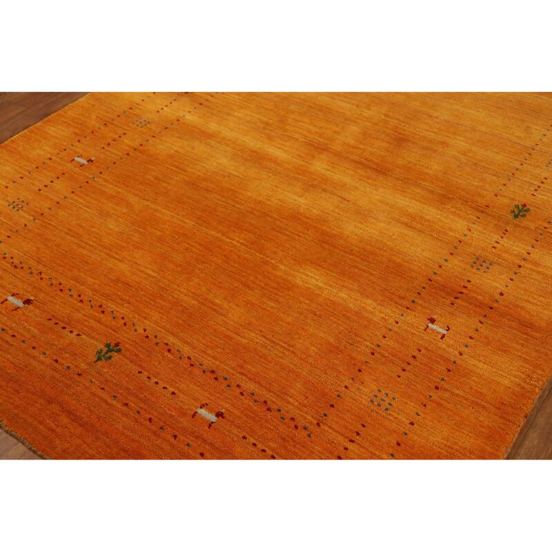 Hand Knotted Oriental 100% Wool Carpet Tribal Tribal Oranges & Rust Gabbeh Area Rug - 7' 6'' X 5' 1''
