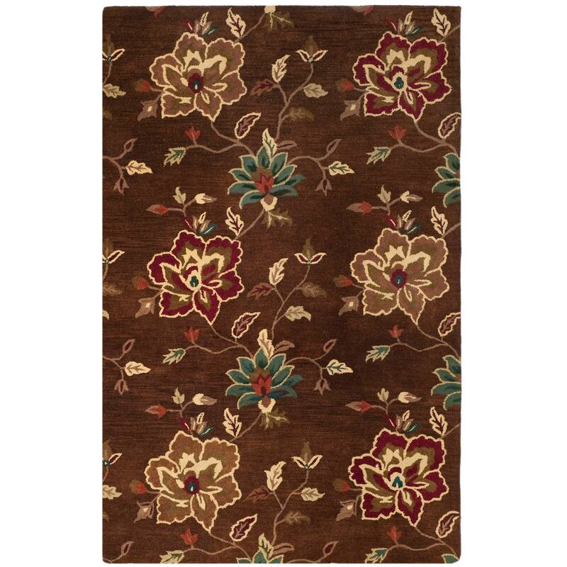 SAFAVIEH Handmade Jardin Areli Country Floral Wool Rug - 4' x 6' - Brown/Multi - Rectangle