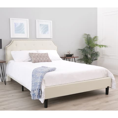 Abbyson Elyse Ivory Tufted Upholstered Bed