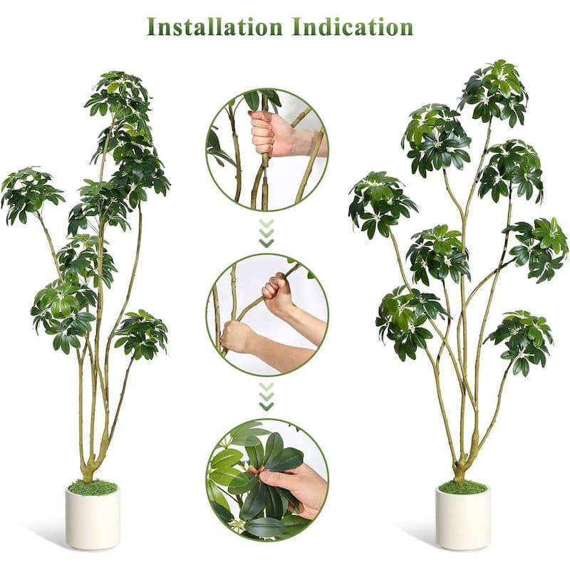 Artificial Umbrella Schefflera Tree, Fake Plant for Home Decor