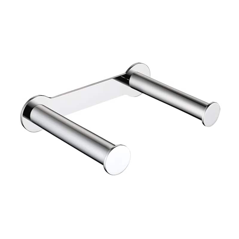 Wall Mount Double Rods Toilet Paper Holder 2 in 1 Tissue Holder - Platinum/Chrome