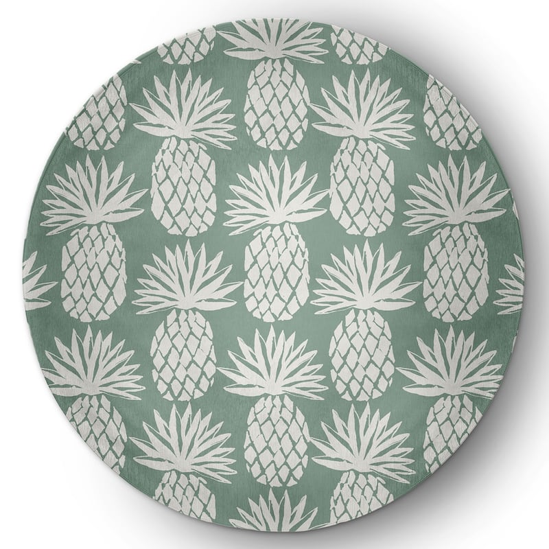 Pineapple Pattern Indoor/Outdoor Rug - Sage - 5' Round