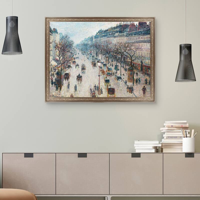 Masterpiece Art Gallery| Boulevard Montmartre by Camille Pissarro - Framed Canvas Art Print