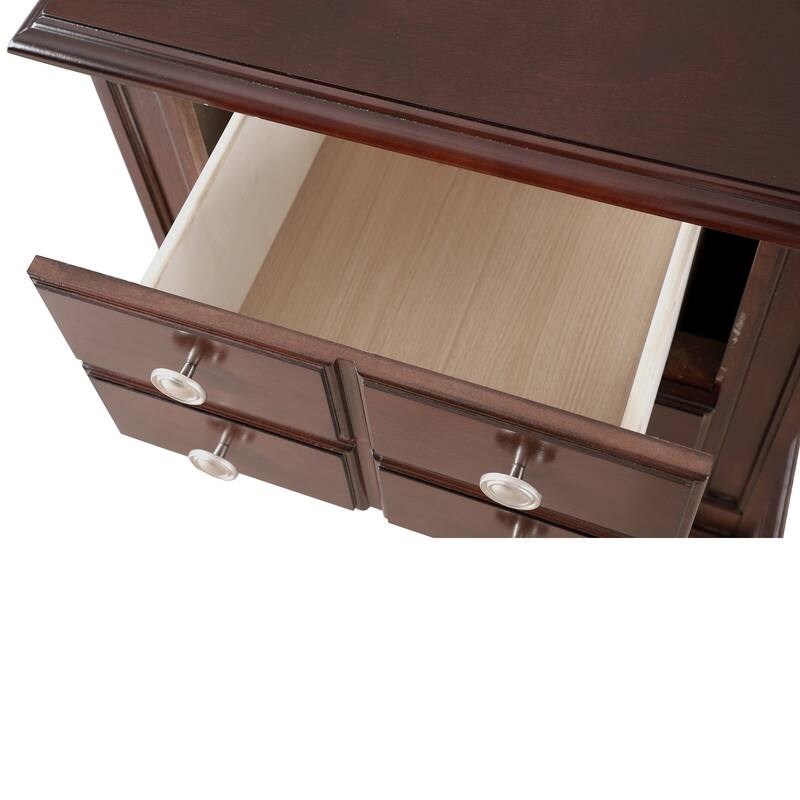 5-Drawer Wooden Nightstand - 27" - Dark Brown