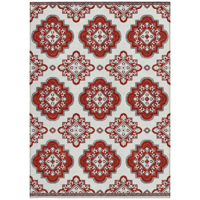 HomeRoots Medallion Transitional Rectangle Outdoor Rug