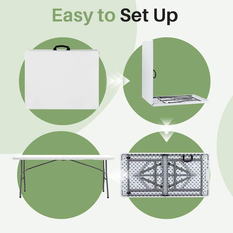Outdoor Folding Dining Table Portable Plastic Desk with Carrying Handle for Camping Picnic