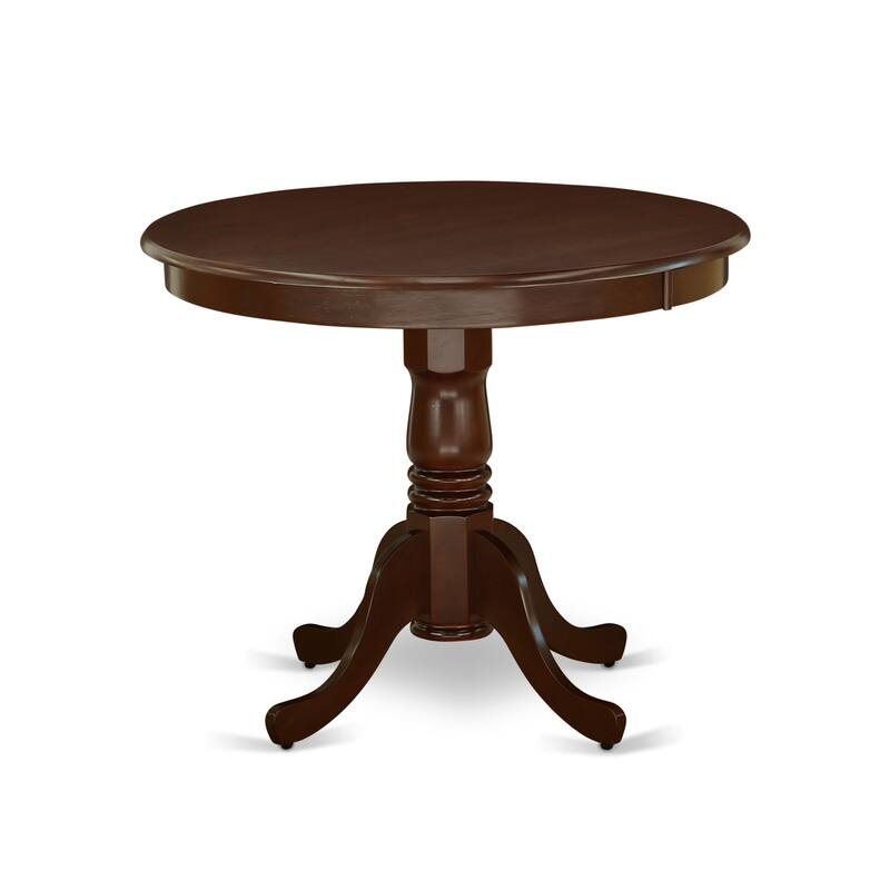 East West Furniture Dining Set Contains a Round Dining Room Table with Pedestal and Wood Seat Chairs, Mahogany(Pieces Options)