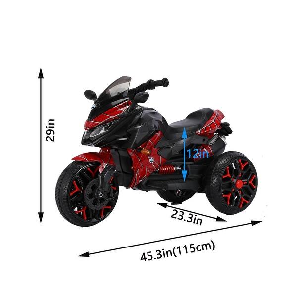 dimension image slide 5 of 8, 12V Kids Electric Ride-On Motorcycle with Manual Throttle, LED Wheel Lights, Bluetooth Music- Battery Powered Motorbike