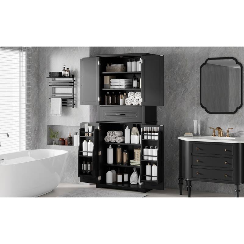 Bathroom Storage Cabinet with Multi-Functional Storage Space, Drawer with Slide Rails, Adjustable Shelf