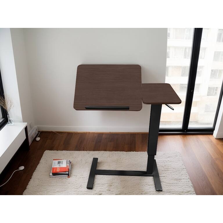 Folding Overbed Bedside Desk Mobile Rolling Laptop Stand Tilting Overbed Table With Wheels Height Adjustable Tray Table