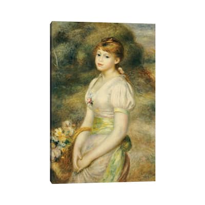 iCanvas "Young Girl with a Basket of Flowers " by Pierre-Auguste Renoir Canvas Print