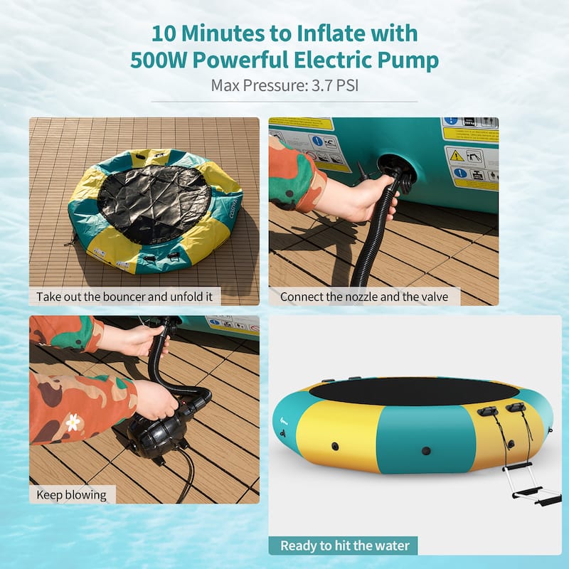 Goplus 15FT Inflatable Water Bouncer Splash Padded Water Trampoline - See Details