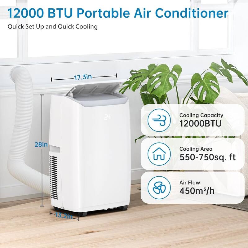 12000 BTU Portable Air Conditioner with Remote Control