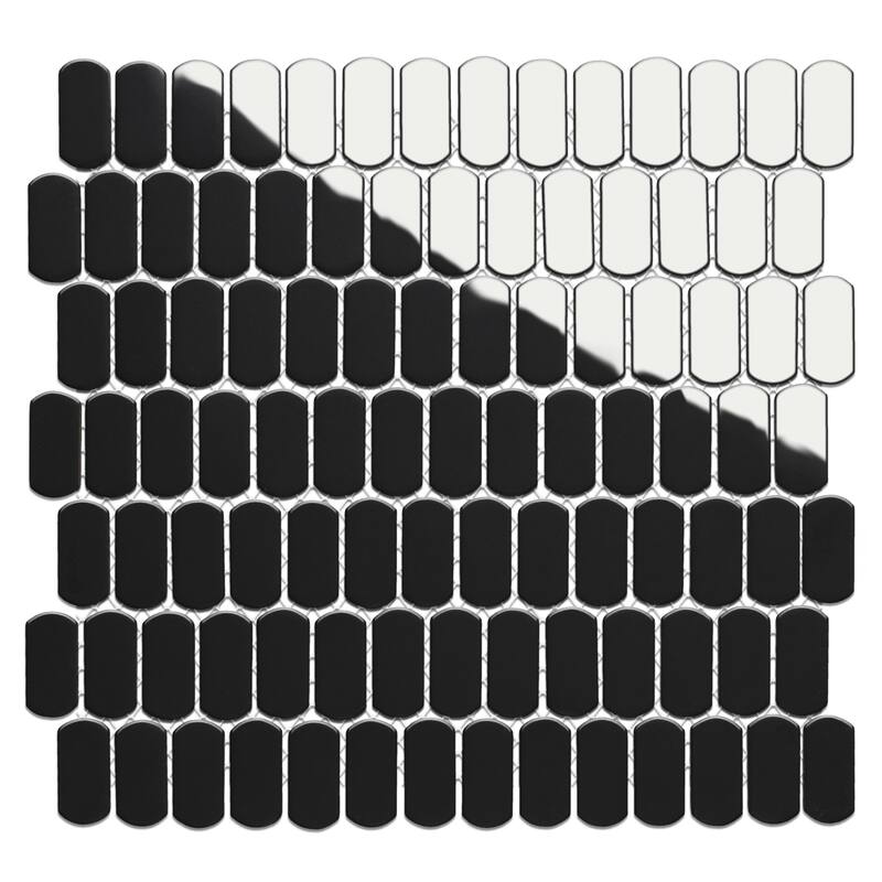 Merola Tile Hudson Capsule Glossy Black 12-1/4" x 13-1/8" Porcelain Floor and Wall Tile