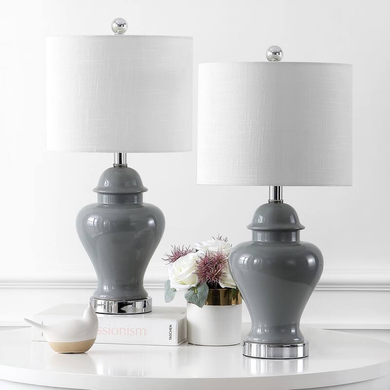 Chi 25" Sea Grass LED Table Lamp, Natural (Set of 2) by JONATHAN Y
