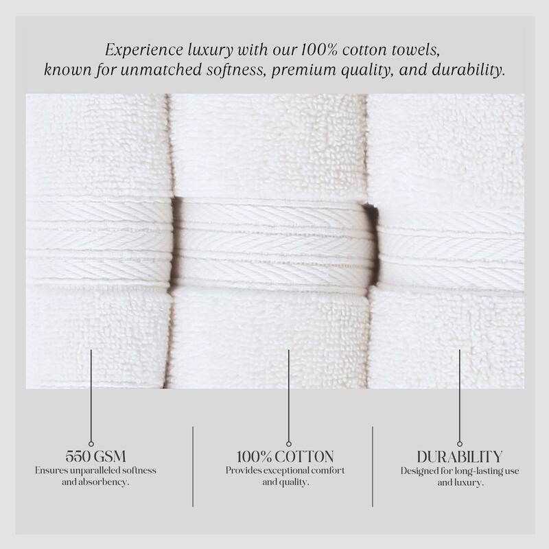 Home Weavers Elegance Essentials 550GSM Cotton Zero Twist Super Absorbent Hand Towel Set of 4