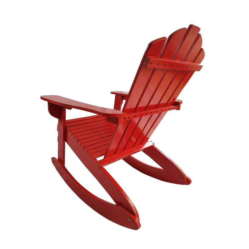 Reclining Wood Outdoor Rocking Adirondack Chair in Red
