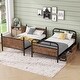 preview thumbnail 4 of 13, Detachable Bunk Bed Convertible 2 Beds, Black Metal Twin XL Over Twin XL Bed Frame with 2 Drawers, Lights and Charge Station