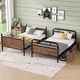 preview thumbnail 4 of 11, Twin XL over Twin XL Metal Bunk Bed with LED Lights, Charge Station, and Storage Drawers, Black
