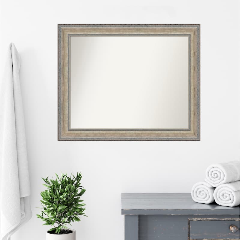Fleur Silver Non-Beveled Wood Framed Bathroom Vanity Wall Mirror - Fleur Champagne Silver