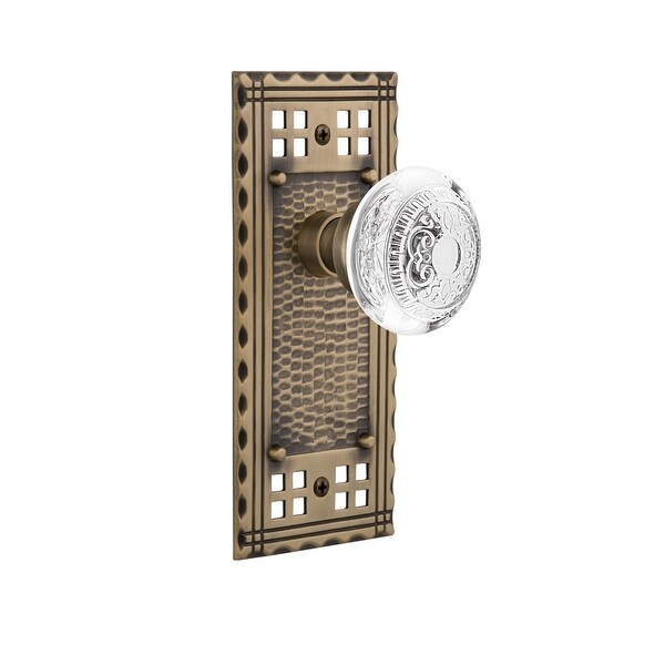 Nostalgic Warehouse CRACED_PRV_234_NK Vintage Crystal Egg and Dart Privacy Door Knob Set with Craftsman Rose and 2-3/4" Backset