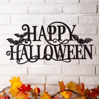 Glitzhome 24"L Metal Happy Halloween Word Sign Wall Art Hanging Decor - Bed Bath & Beyond - 28589807