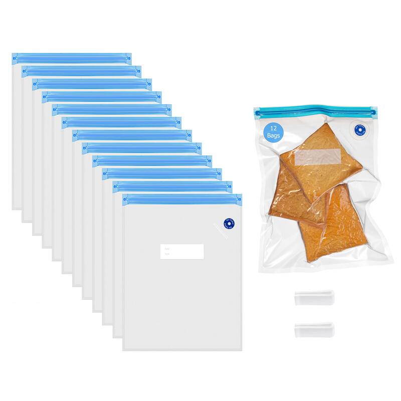 Handheld Vacuum Sealer Machine with Reusable Bags Food Storage Kitchen Organization Sous Vide Cooking Pantry Preservation - 10x13 Bags