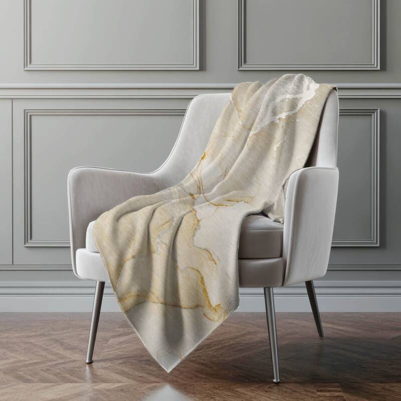 Premium Machine Washable Abstract Contemporary Sherpa Throw Blanket - Beige - 4'2" x 5'10"