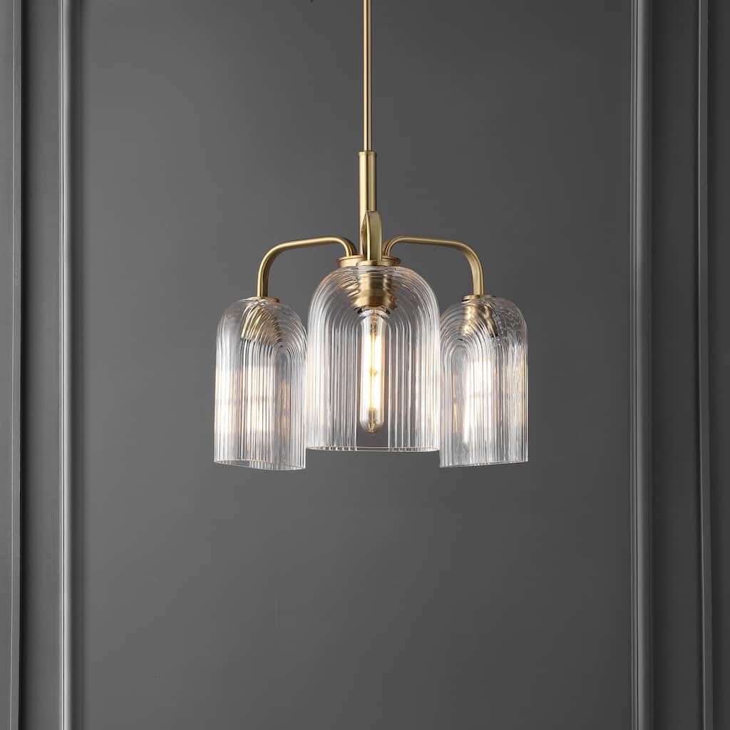 SAFAVIEH Lighting Sulltane 3-Light Adjustable Pendant Chandelier (LED Bulbs Included) - 21 In. x 21 In. x 25-55 In.