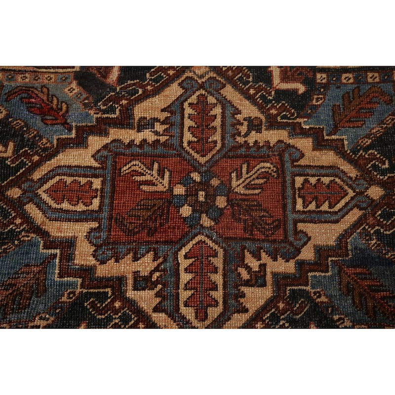 Pre-1900 Antique Heriz Serapi Persian Area Rug Handmade Wool Carpet - 7'5" x 10'4"