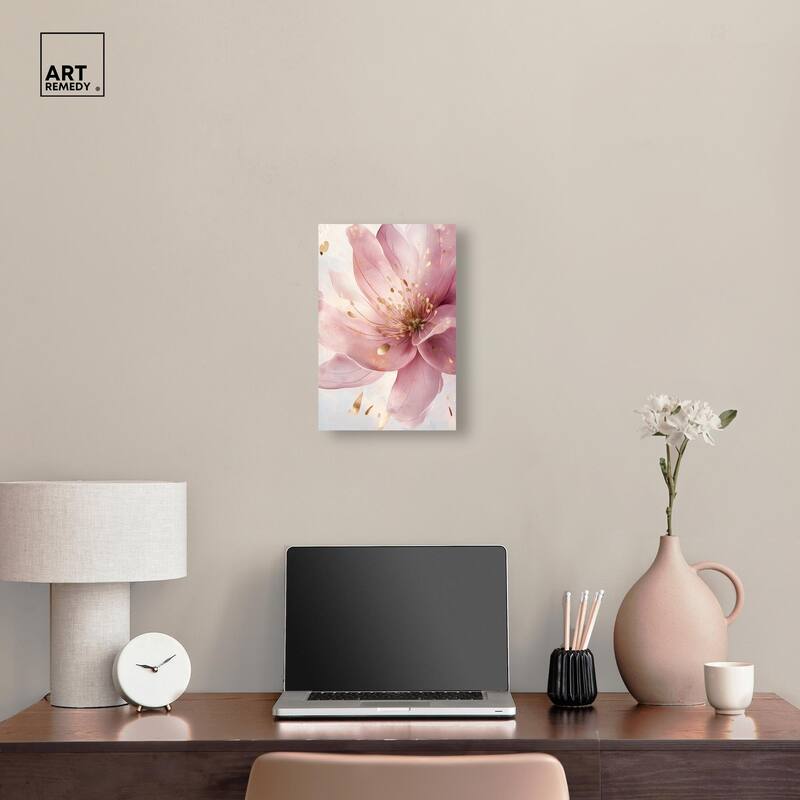 Pink and Gold Bloom Canvas by Art Remedy, Gallery Wrapped