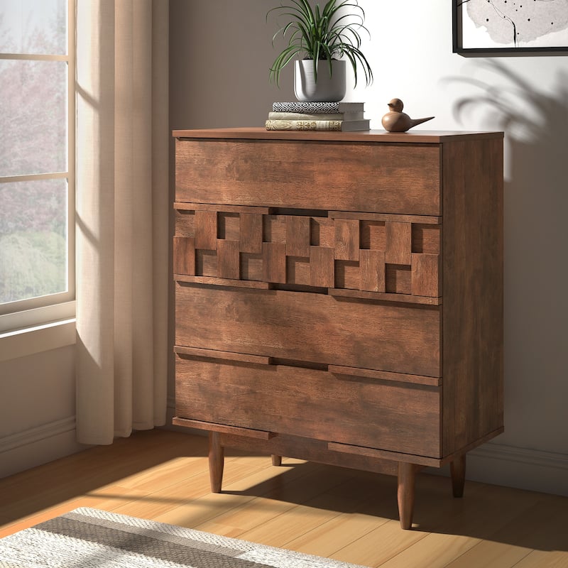 Bardolino Mid-Century Wood 4-Drawer Chest