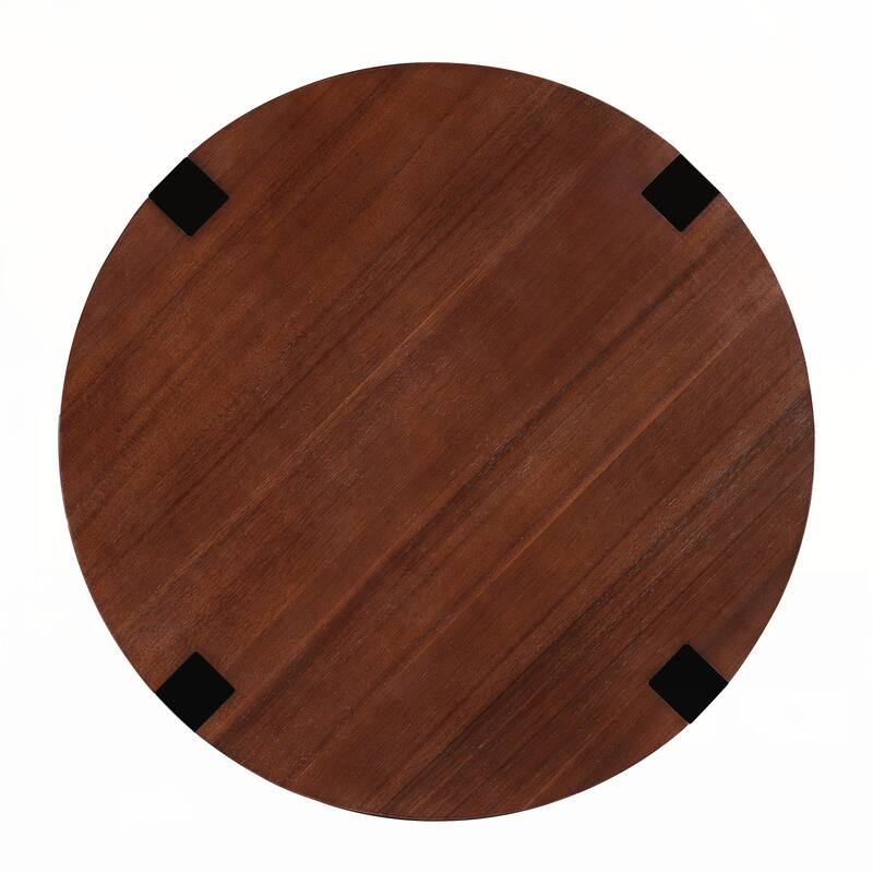 outdoor ACACIA SOLID WOOD SIDE TABLE,BROWN and BLACK COLOR
