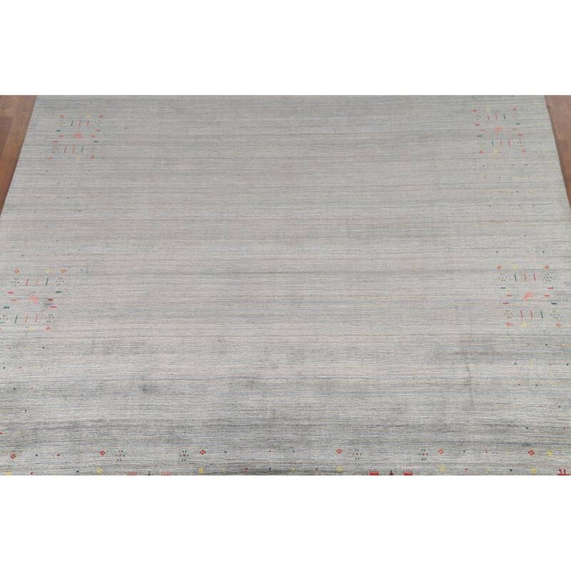 All-Over Striped Gabbeh Oriental Area Rug Hand-Knotted Wool Carpet - 8'2"x 9'9"