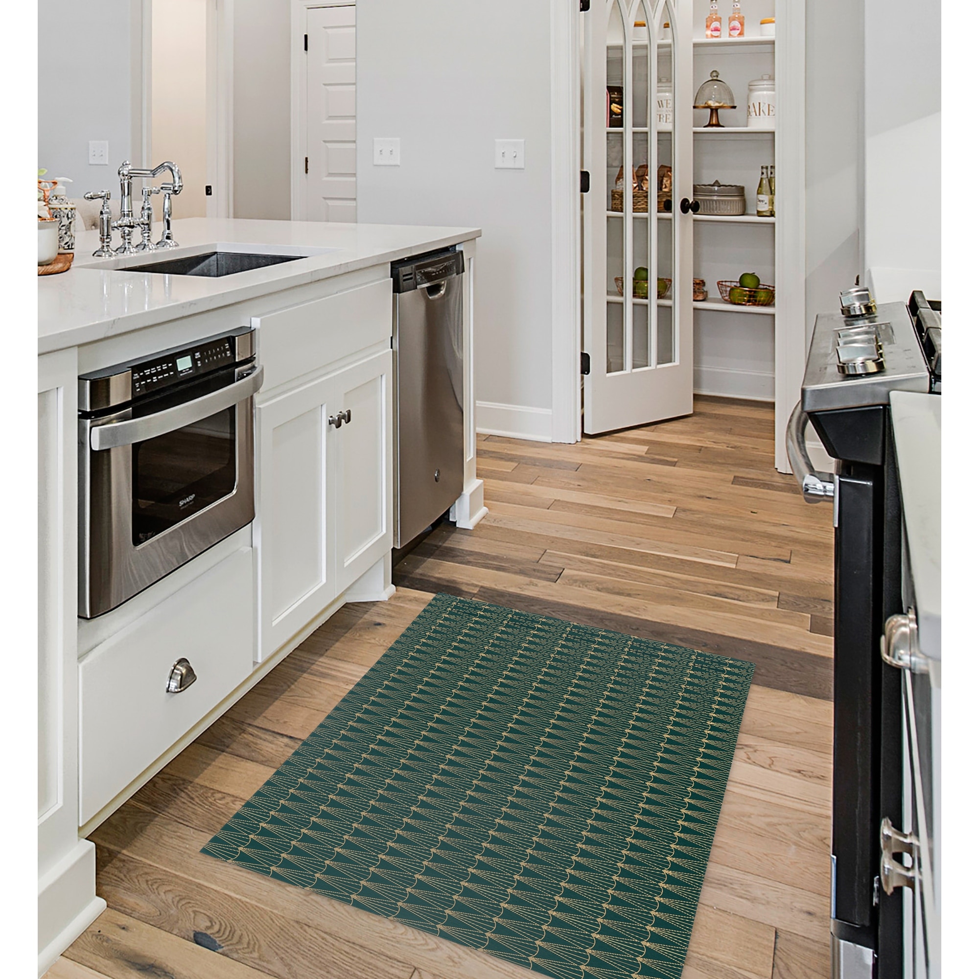 https://ak1.ostkcdn.com/images/products/is/images/direct/47ae1456de1e8f33ca2c7f6fb38c5a31ca6ea187/ART-DECO-RAYS-DARK-GREEN-Kitchen-Mat-By-Becky-Bailey.jpg