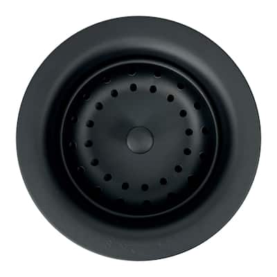 SinkSense Matte Black 3.5" Basket Strainer Drain with Post Style Basket