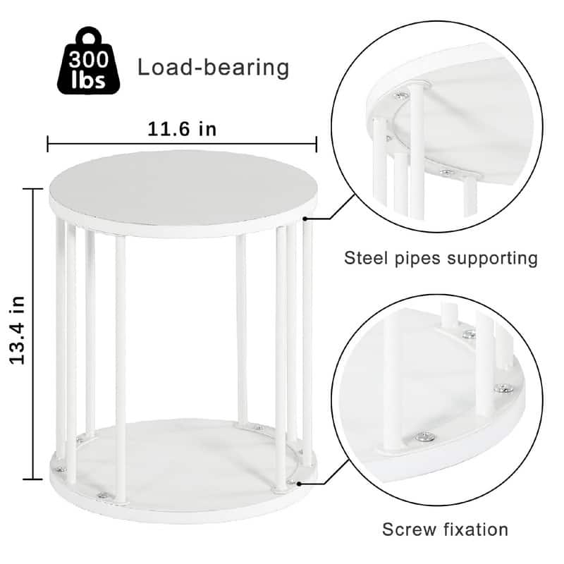 Wooden Stool Set of 2 for Kids - 11.81"D x 11.81"W x 13.58"H